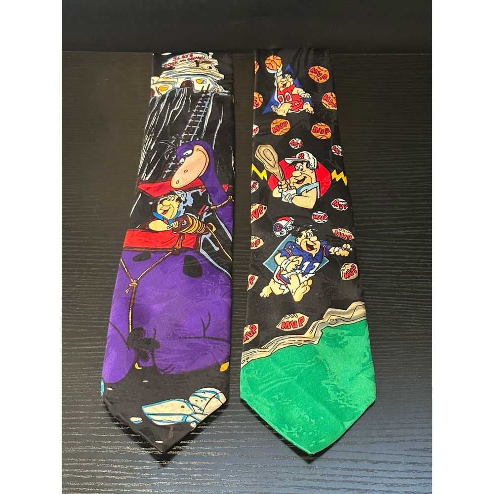 Vintage 1993 Hanna Barbera Flintstones Neckties Fred Flintstone Sports Lot of 2